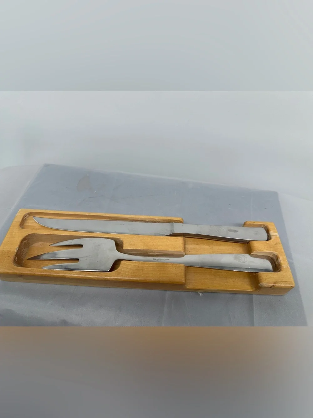 Gense Swedish Mid-Century Carving Set - Stainless Steel in ash holder